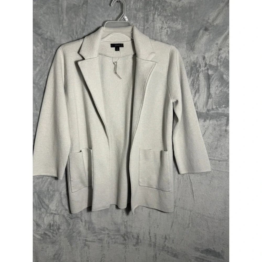 J Crew Womens Open Front Knit Blazer NWT Jacket Light Gray Size M Style J0244 - Picture 2 of 10
